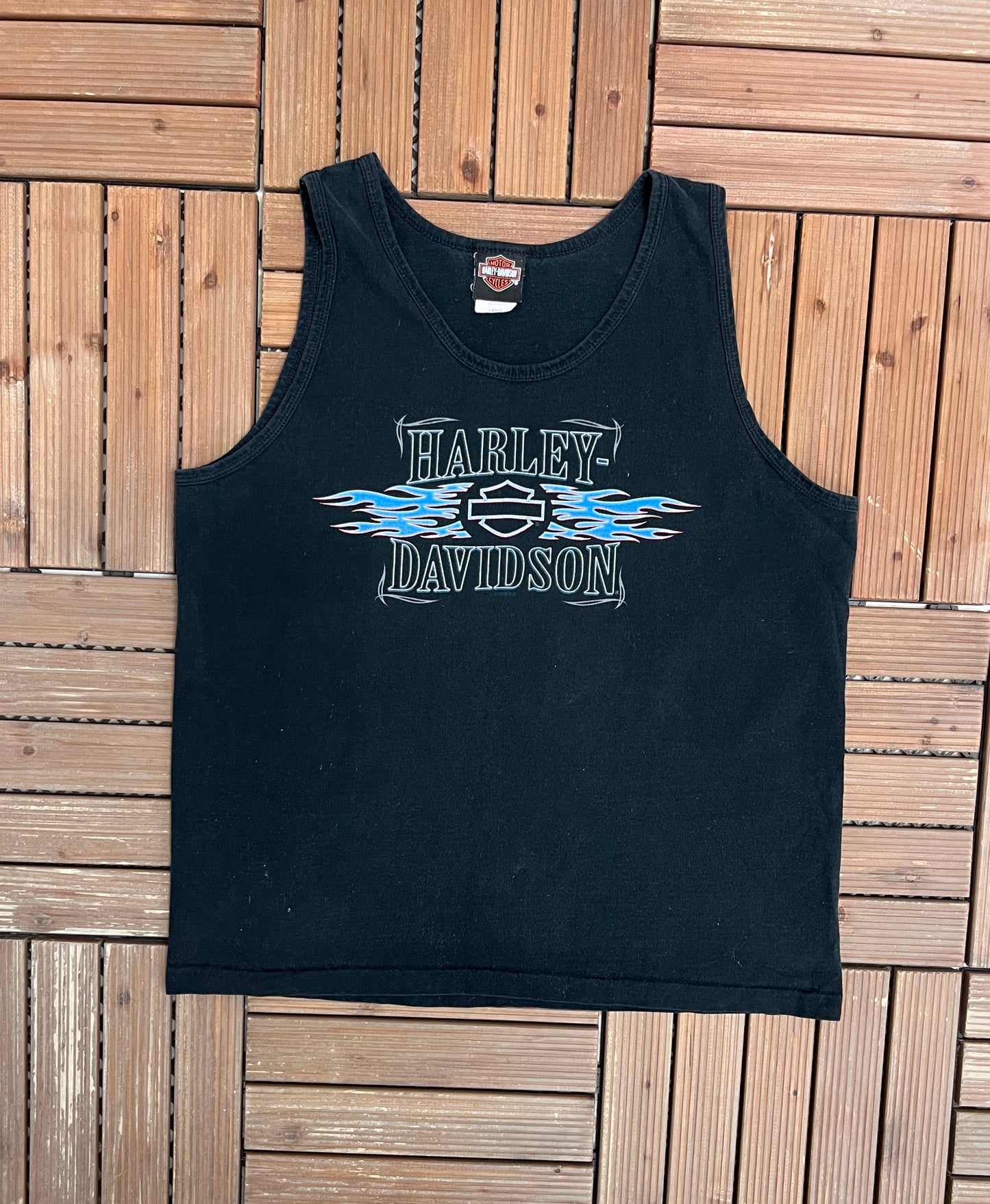 Harley Davidson Olathe, Kansas Graphic Tee | Size Large | Vintage 2000s Biker Black Tank Top |