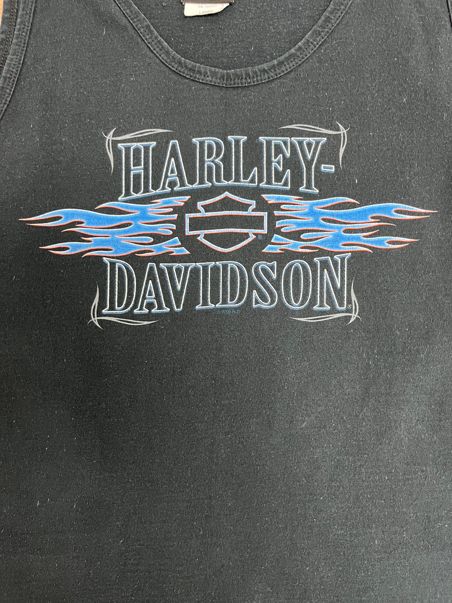 Harley Davidson Olathe, Kansas Graphic Tee | Size Large | Vintage 2000s Biker Black Tank Top |