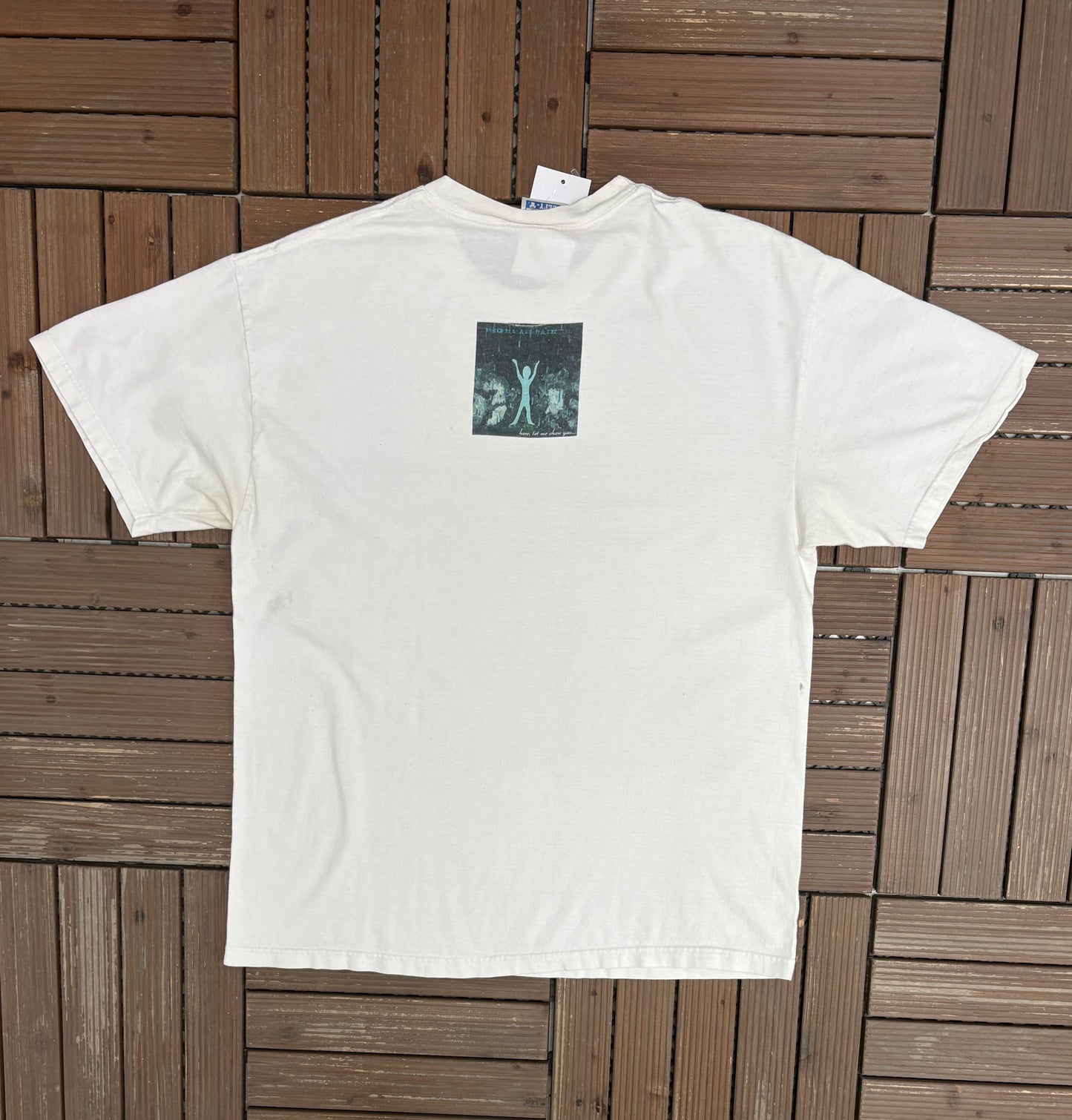 Right As Rain Here, Let Me Show You Graphic Tee | Size Large | Vintage 2000s Promotional White T-Shirt |
