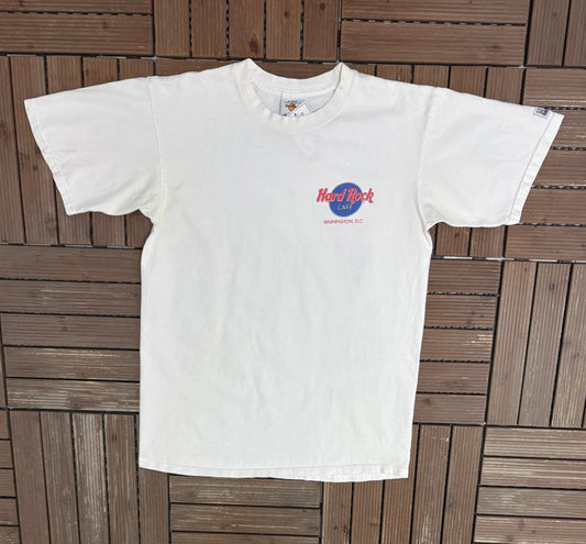 Hard Rock Cafe Washington, DC Graphic Tee | Size Large | Vintage 1990s Promotional White Collectors T-Shirt |