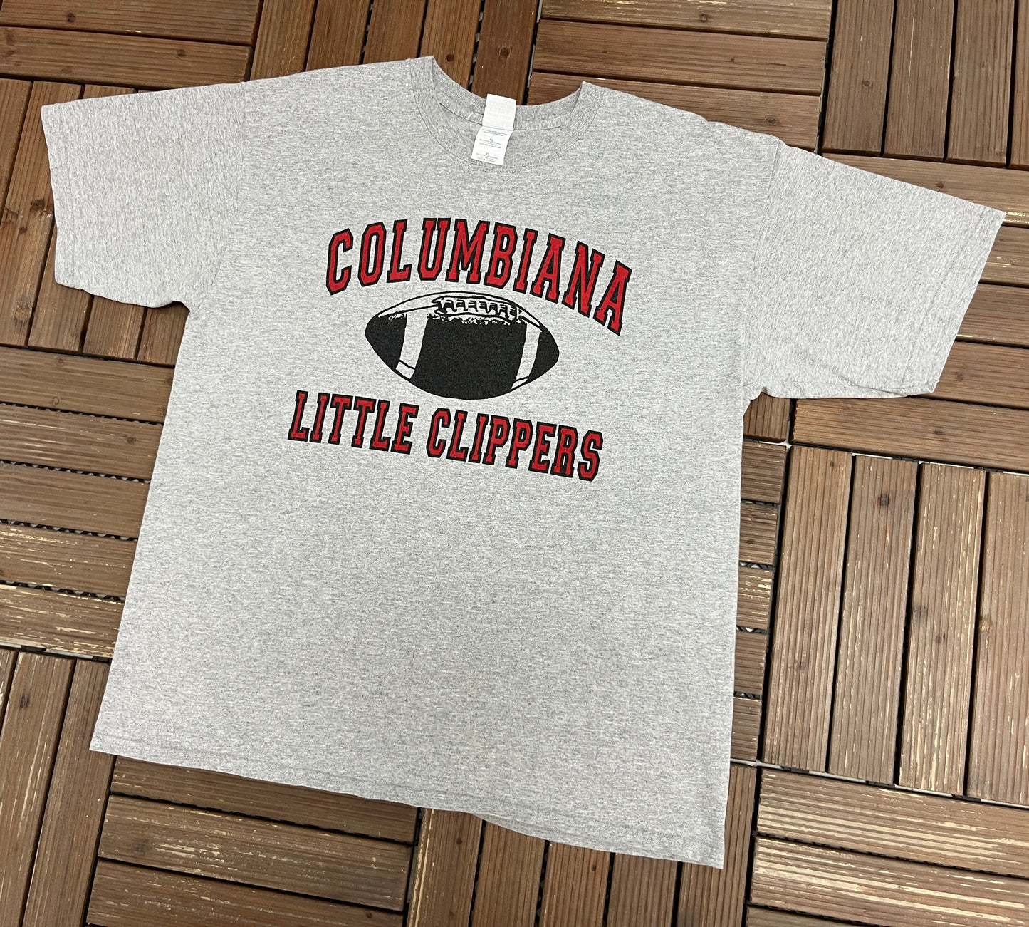 Columbiana Little Clippers Champions Graphic Tee | Size X-Large | Vintage 2000s Grey High School T-Shirt |