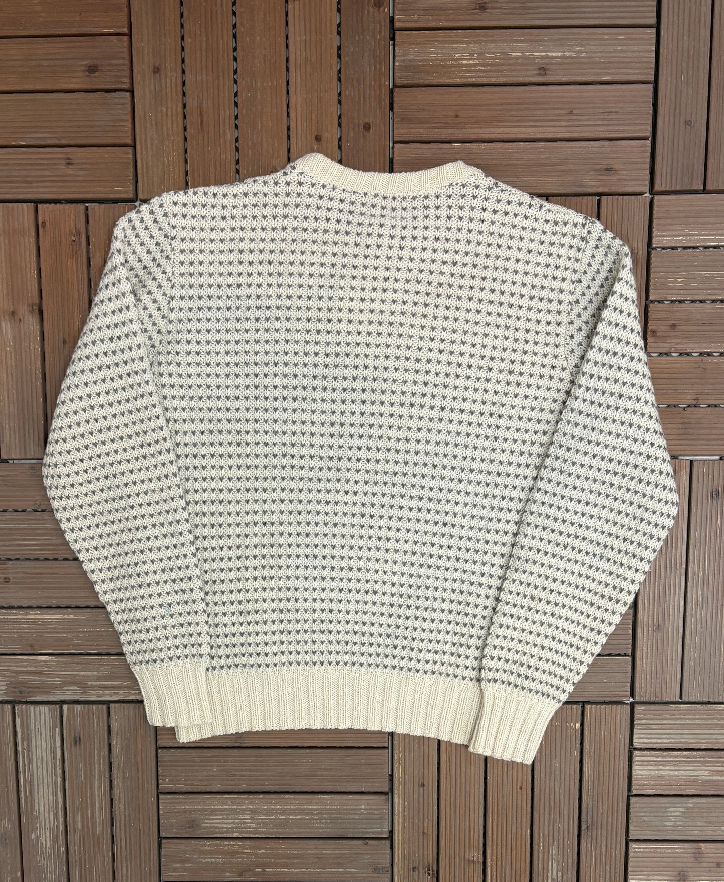 Woolrich Dotted Striped Knit Sweater | Size X-Large | Vintage 1990s Wool White Sweatshirt |