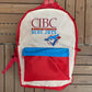 CIBC Bank Of The Toronto Blue Jays Graphic Backpack | Vintage 1980s MLB Baseball White Knapsack |