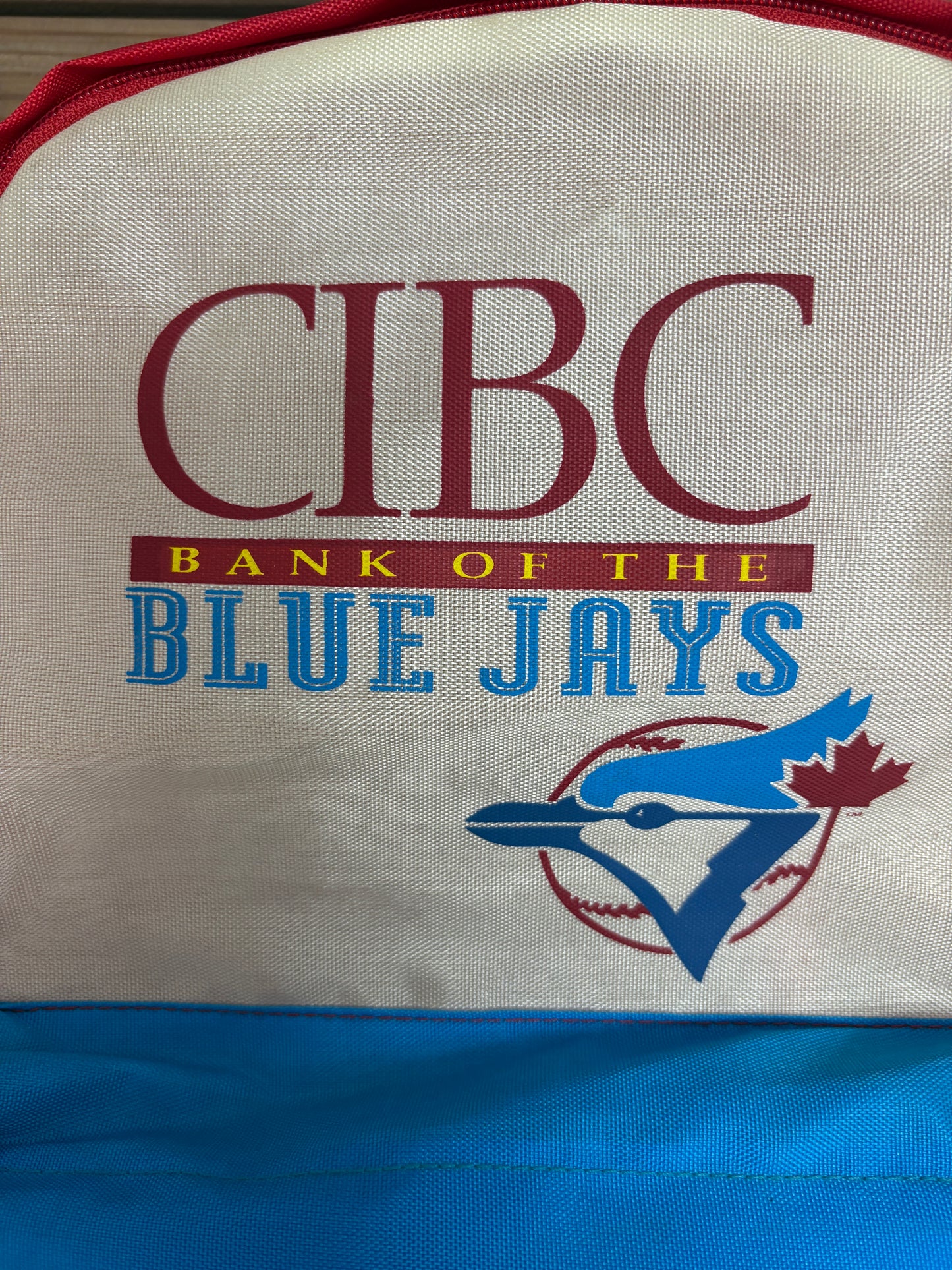 CIBC Bank Of The Toronto Blue Jays Graphic Backpack | Vintage 1980s MLB Baseball White Knapsack |
