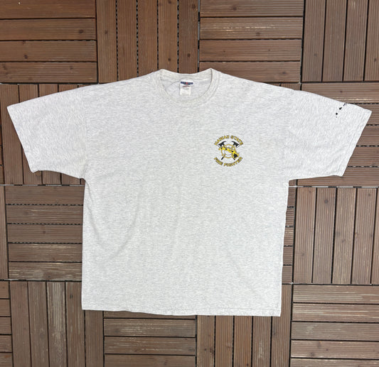 Hawaii State Fire Fighter Graphic Tee | Size X-Large | Vintage 1990s Promotional Grey T-Shirt |