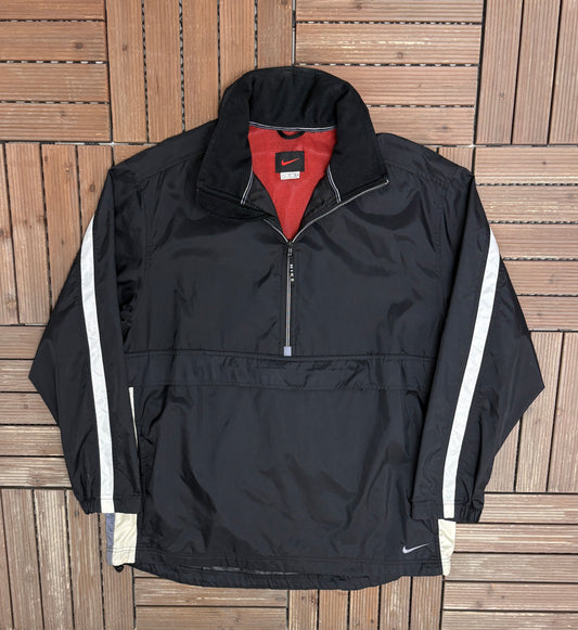 Nike Embroidered Swoosh Windbreaker Jacket | Size Large | Vintage 2000s Branded Black Windbreaker |