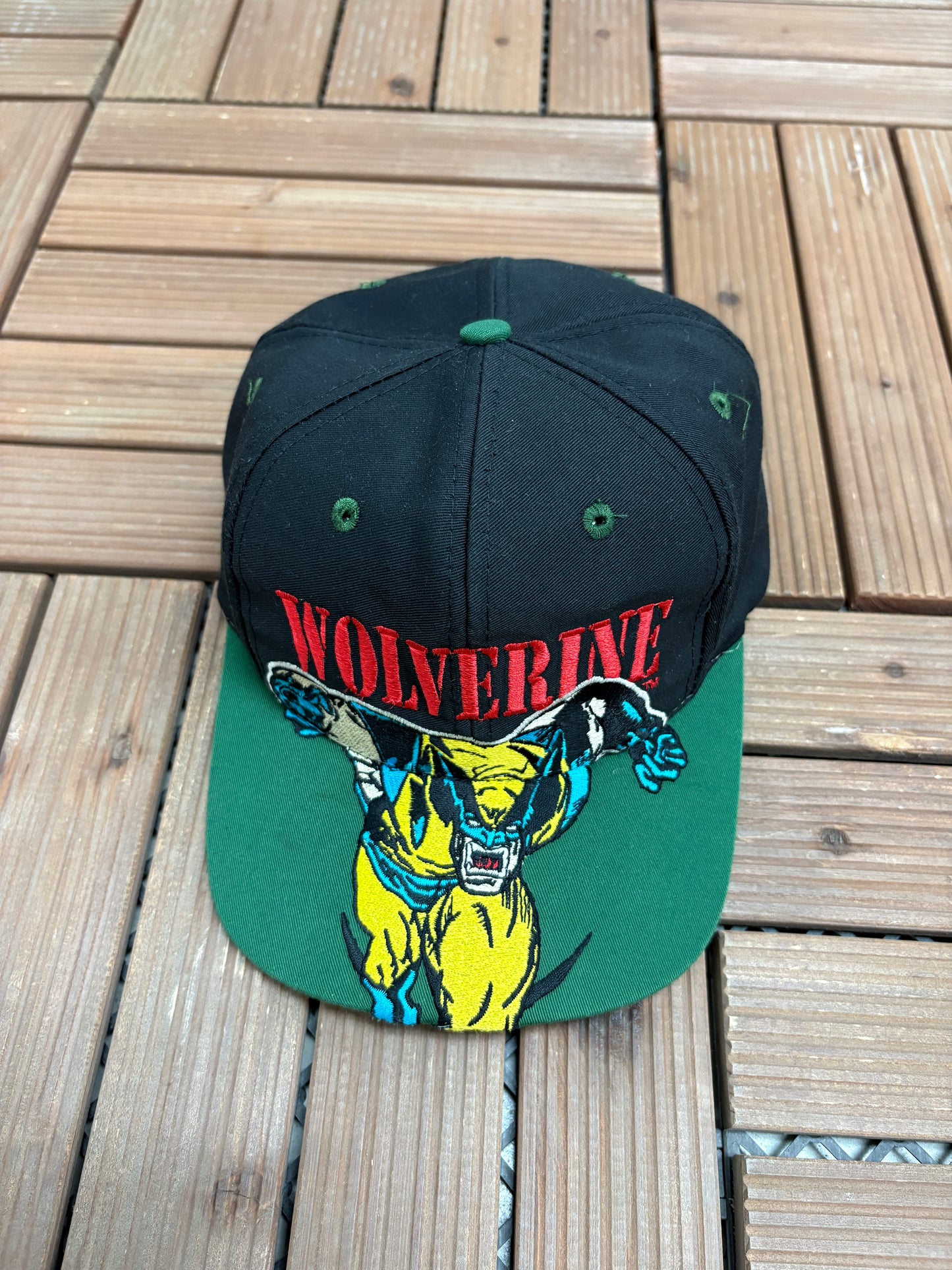 X-Men Wolverine Graphic Hat | Snap Back | Vintage 1990s Marvel Comic Black Cap |