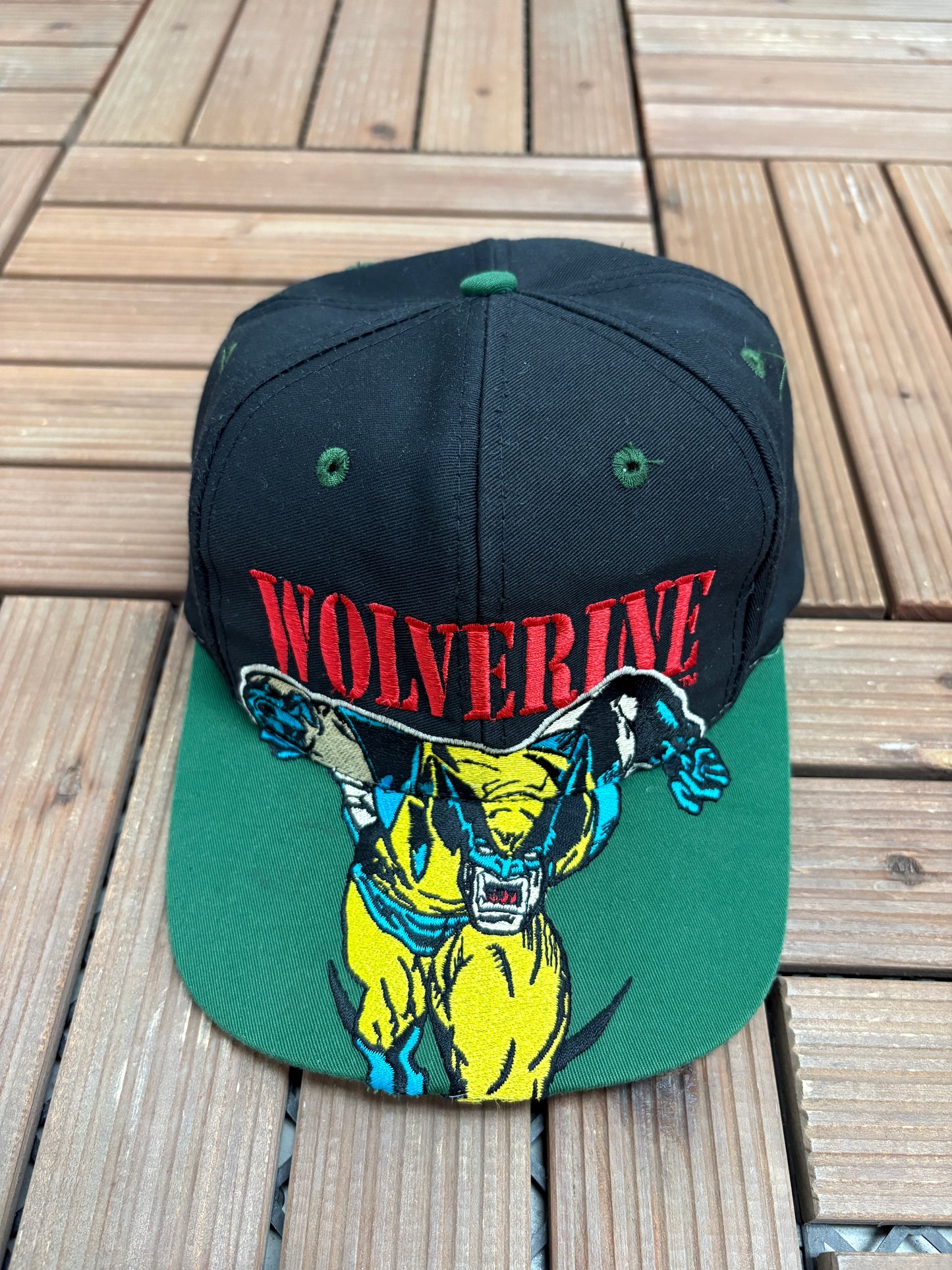X-Men Wolverine Graphic Hat | Snap Back | Vintage 1990s Marvel Comic Black Cap |
