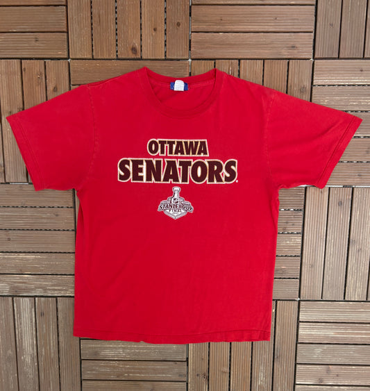 Ottawa Senators Stanley Cup Final 2007 Graphic Tee | Size Large | Vintage 2000s NHL Hockey Red T-Shirt |