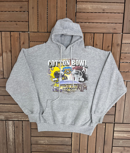 LSU Tigers vs. Texas A&M Aggies Graphic Hoodie | Size Medium | Vintage 2000s College Sports Grey Sweater |