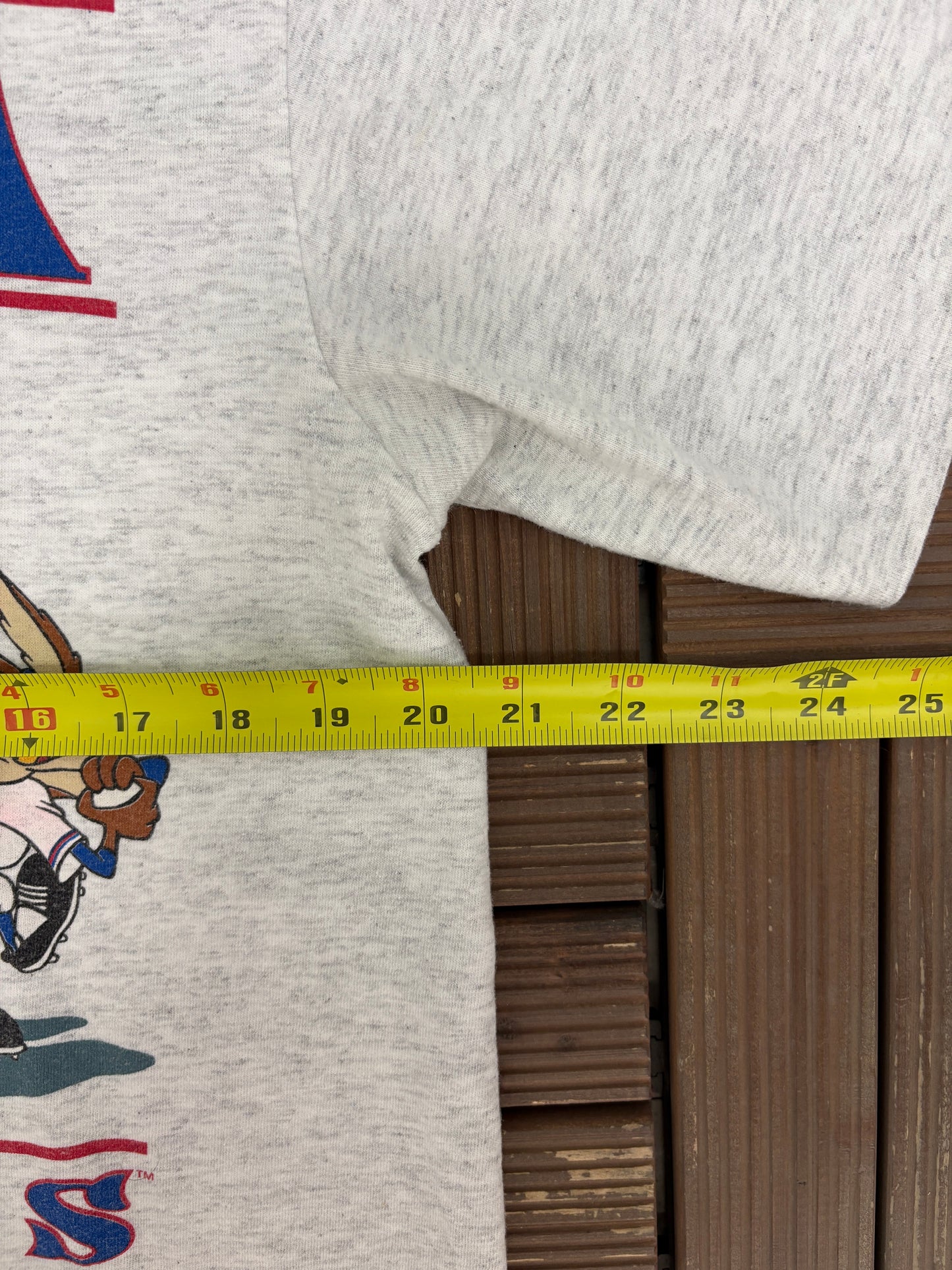 Atlanta Braves Looney Tunes Graphic Tee | Size Large | Vintage 1990s MLB Baseball Grey T-Shirt |