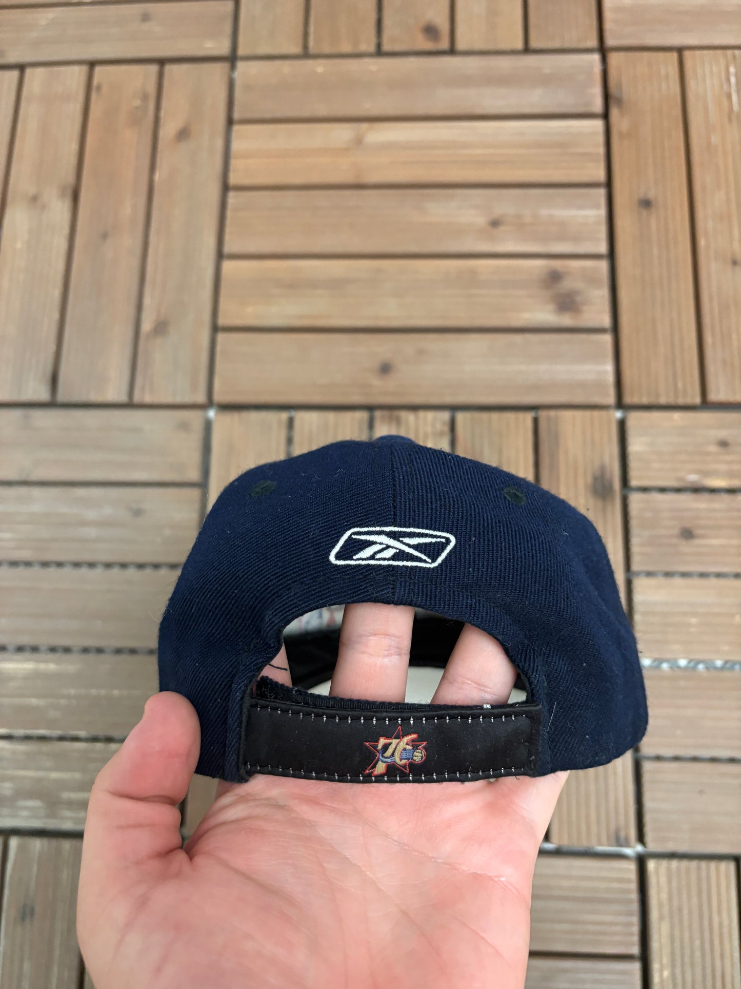 Philadelphia 76ers Basketball Graphic Hat | Strap Back | Vintage 2000s NBA Basketball Blue Hat |