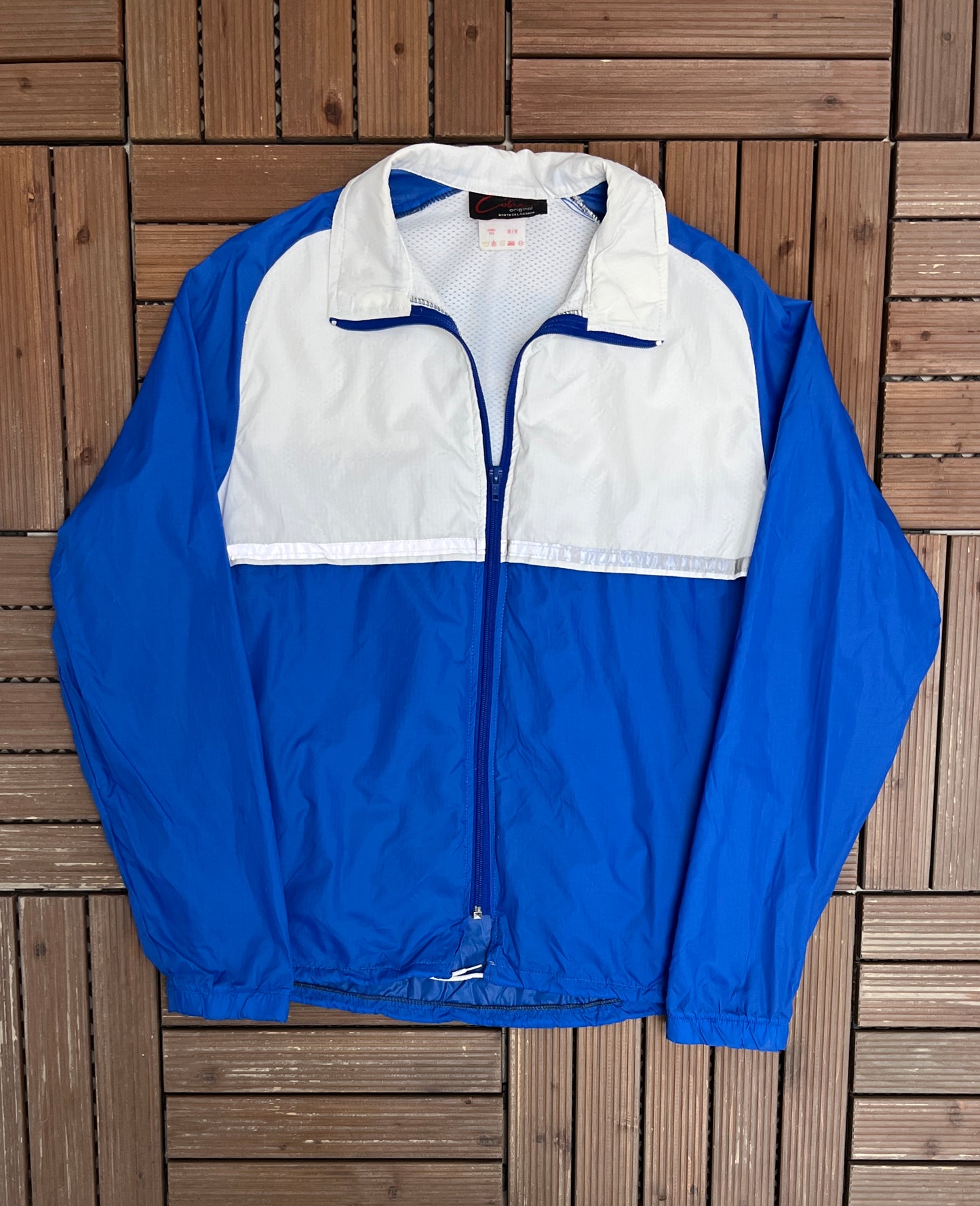 Jackson Track Graphic Windbreaker Jacket | Size Medium | Vintage 1990s Blue Windbreaker |