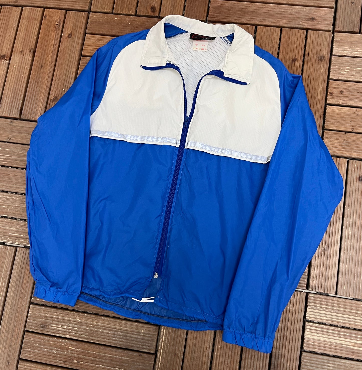 Jackson Track Graphic Windbreaker Jacket | Size Medium | Vintage 1990s Blue Windbreaker |