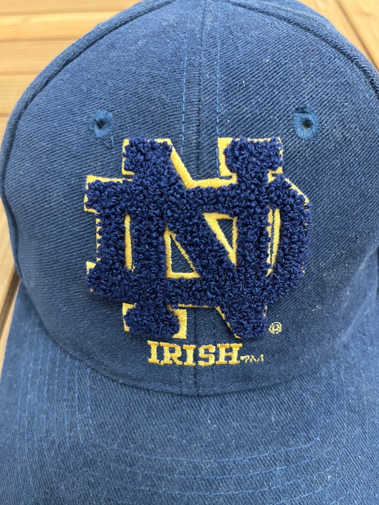 Notre Dame Fighting Irish Graphic Hat | Snap Back | Vintage 1990s Sports Specialties College Blue Cap |