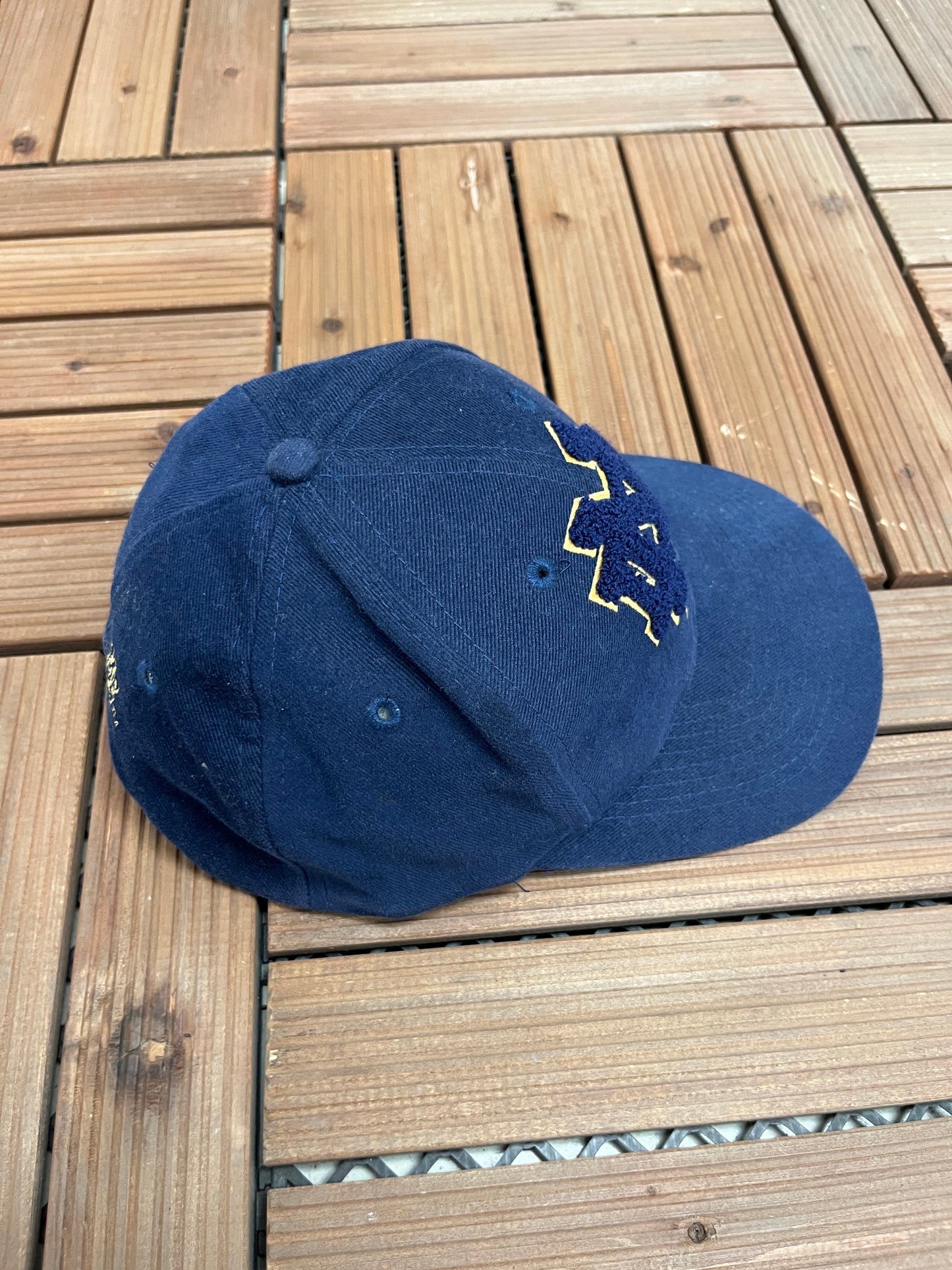 Notre Dame Fighting Irish Graphic Hat | Snap Back | Vintage 1990s Sports Specialties College Blue Cap |