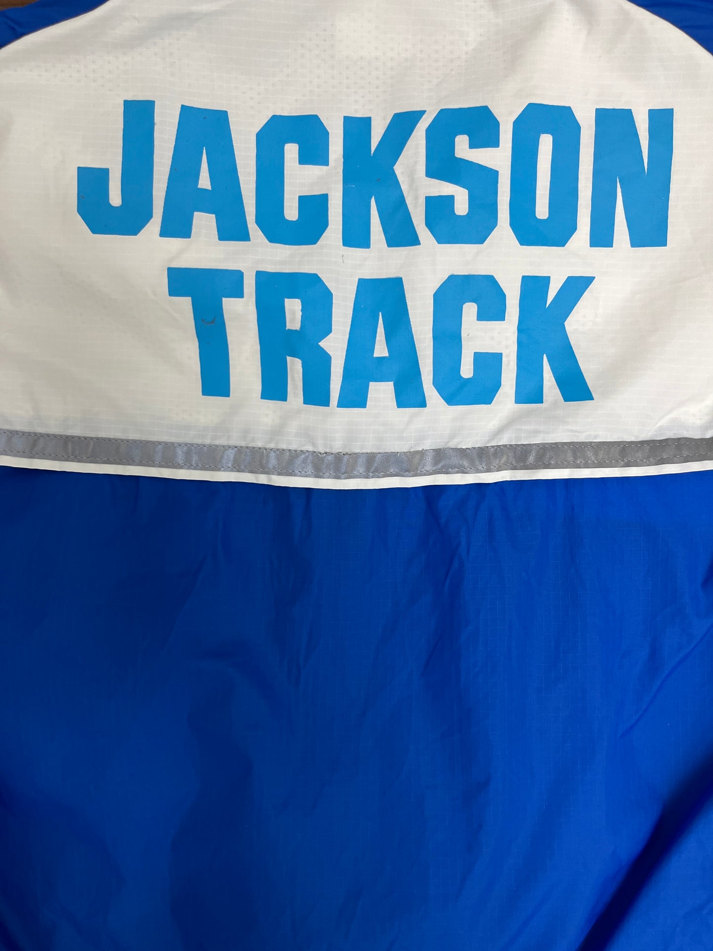 Jackson Track Graphic Windbreaker Jacket | Size Medium | Vintage 1990s Blue Windbreaker |