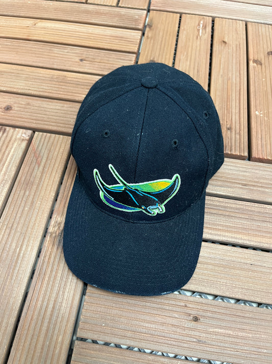 Tampa Bay Devil Rays Embroidered Graphic Hat | Snap Back | Vintage 1990s MLB Baseball Sports Specialties Black Cap |