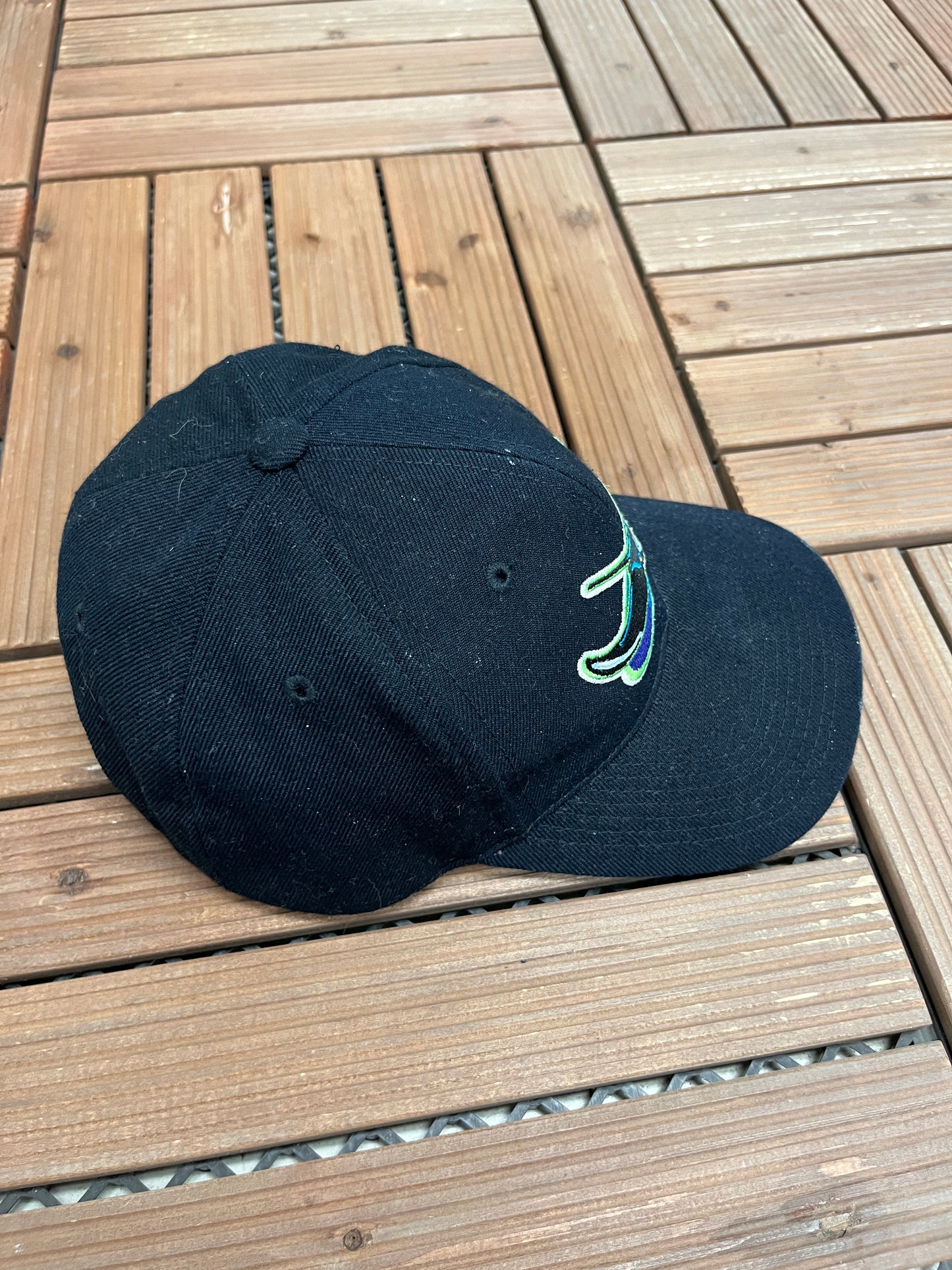 Tampa Bay Devil Rays Embroidered Graphic Hat | Snap Back | Vintage 1990s MLB Baseball Sports Specialties Black Cap |