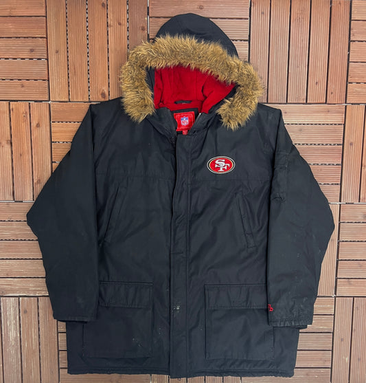 San Francisco 49ers Graphic Jacket | Size XX-Large | Vintage 2000s NFL Football Black Jacket |