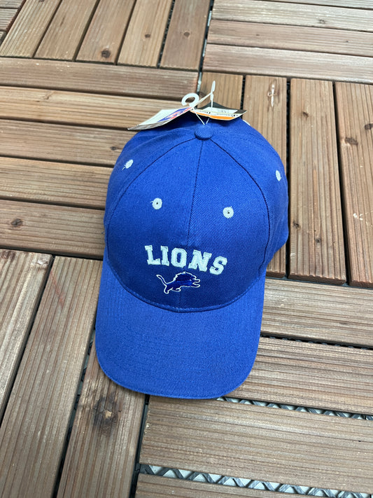 Detroit Lions Embroidered Graphic Hat | Strap Back | Vintage 2000s NFL Football Blue Cap |