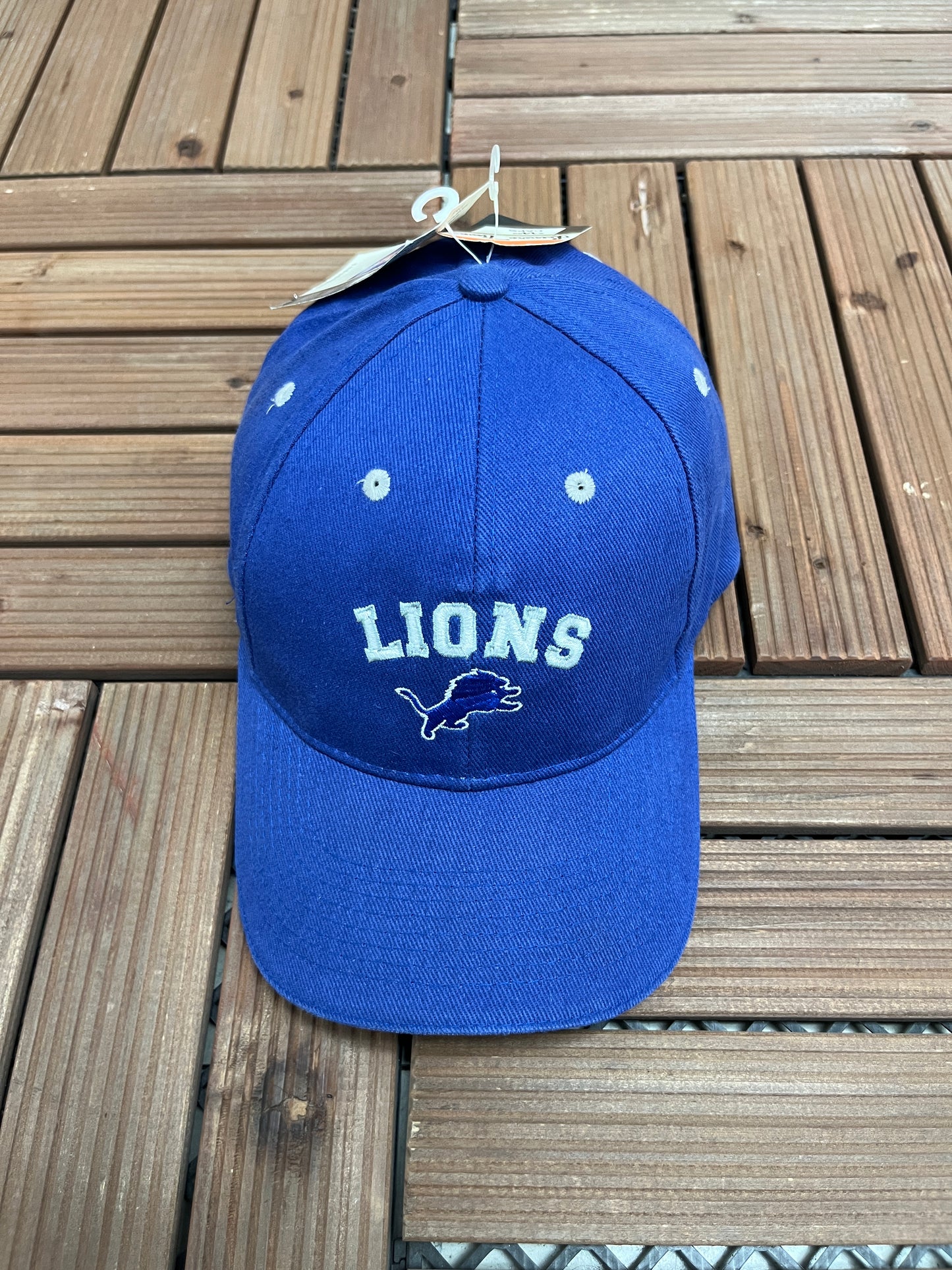 Detroit Lions Embroidered Graphic Hat | Strap Back | Vintage 2000s NFL Football Blue Cap |