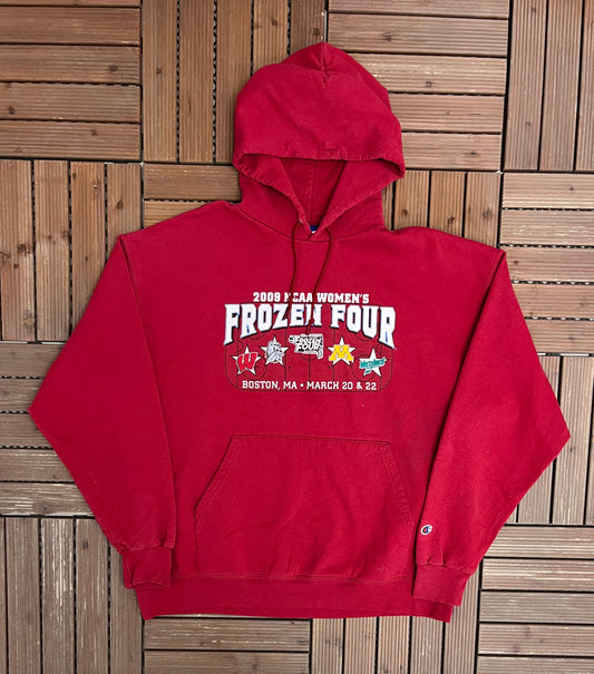 NCAA Women's 2009 Frozen Four Graphic Hoodie | Size XX-Large | Vintage 2000s College Sports Red Sweatshirt |