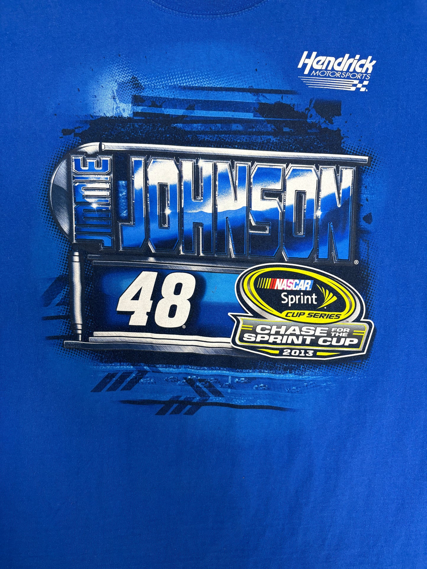 Jimmie Johnson NASCAR Sprint Cup Graphic Tee | Size Large | Vintage 2000s NASCAR Racing Blue T-Shirt |