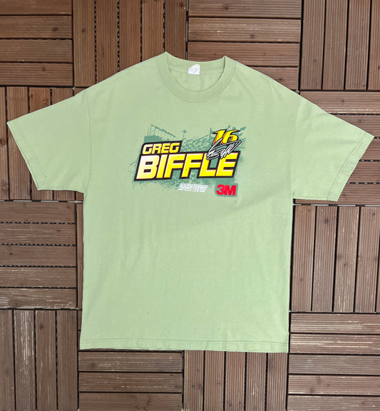 Greg Biffle NASCAR Racing Graphic Tee | Size X-Large | Vintage 2000s NASCAR Racing Green T-Shirt |