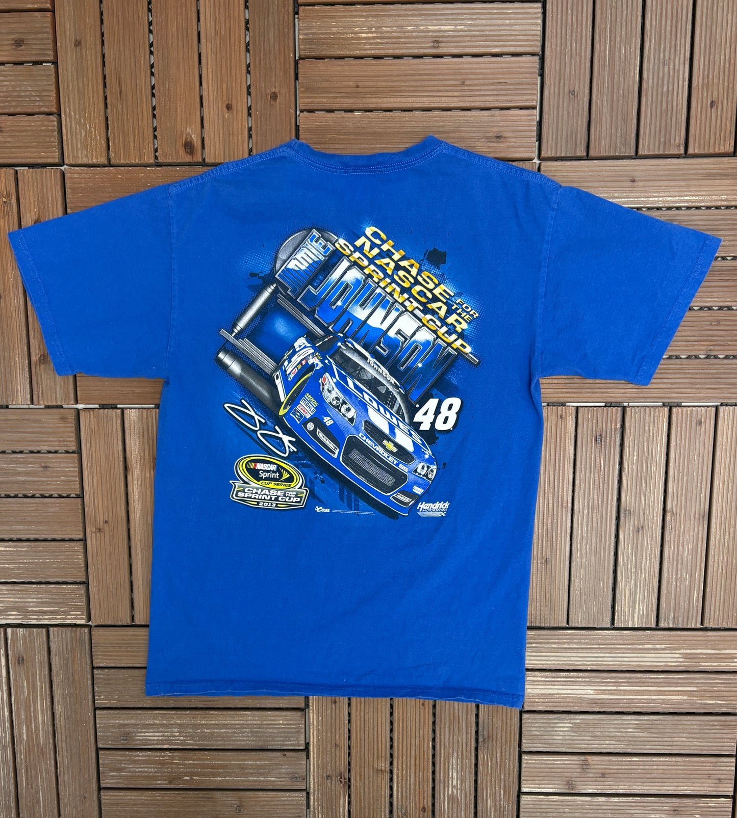 Jimmie Johnson NASCAR Sprint Cup Graphic Tee | Size Large | Vintage 2000s NASCAR Racing Blue T-Shirt |
