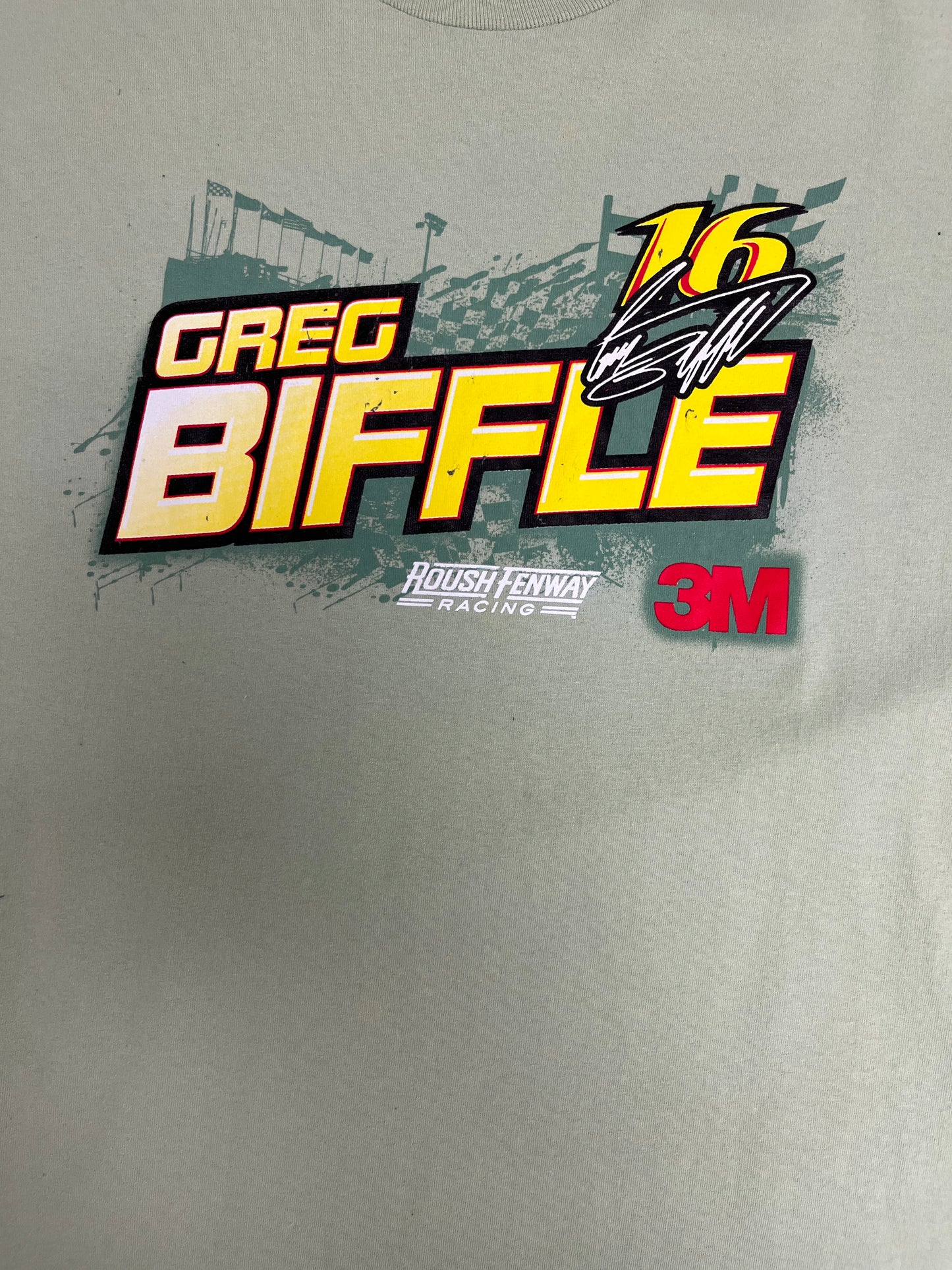 Greg Biffle NASCAR Racing Graphic Tee | Size X-Large | Vintage 2000s NASCAR Racing Green T-Shirt |