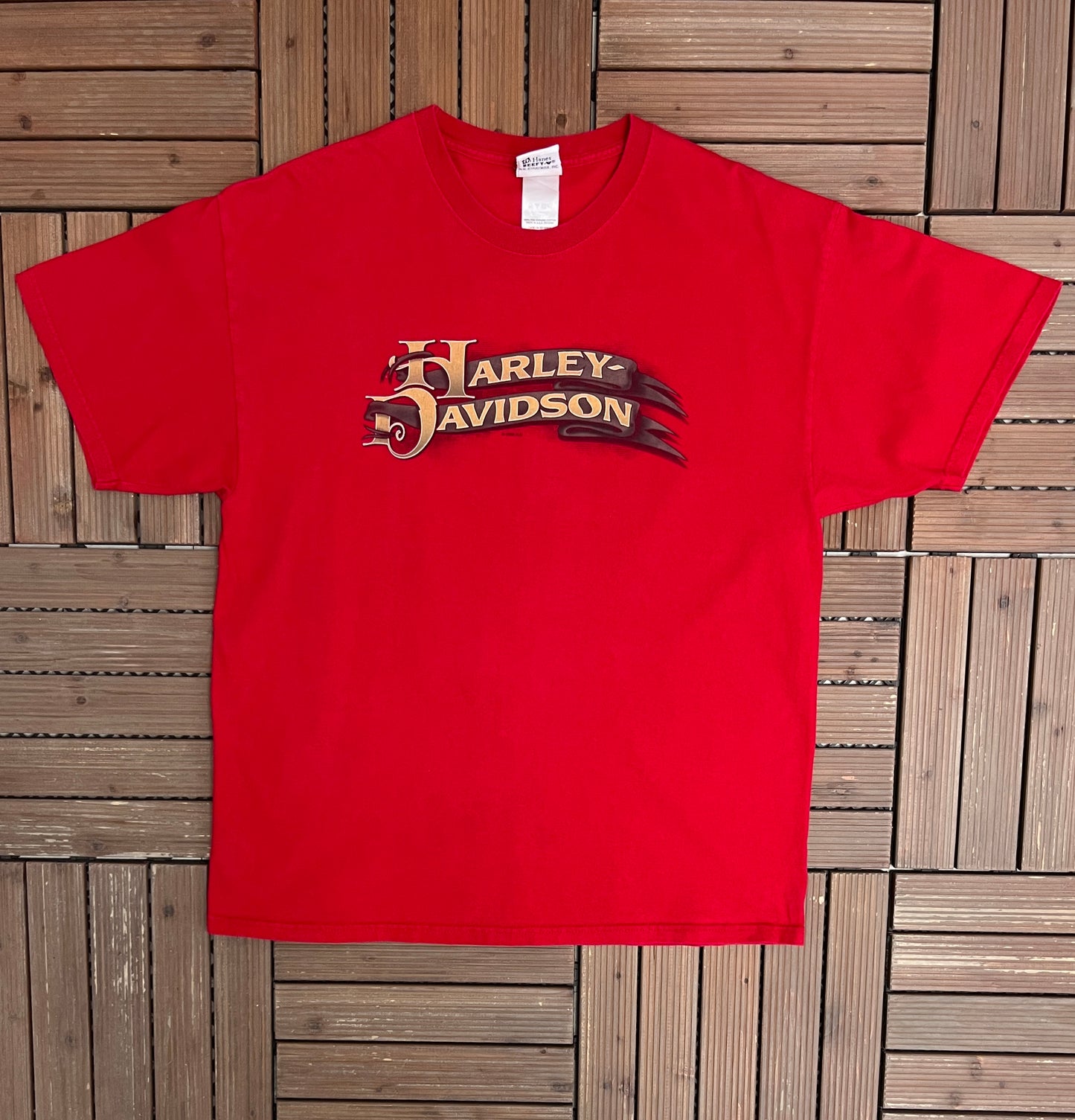 Harley Davidson Omaha-Fremont, Nebraska Graphic Tee | Size X-Large | Vintage 2000s Biker Red T-Shirt |