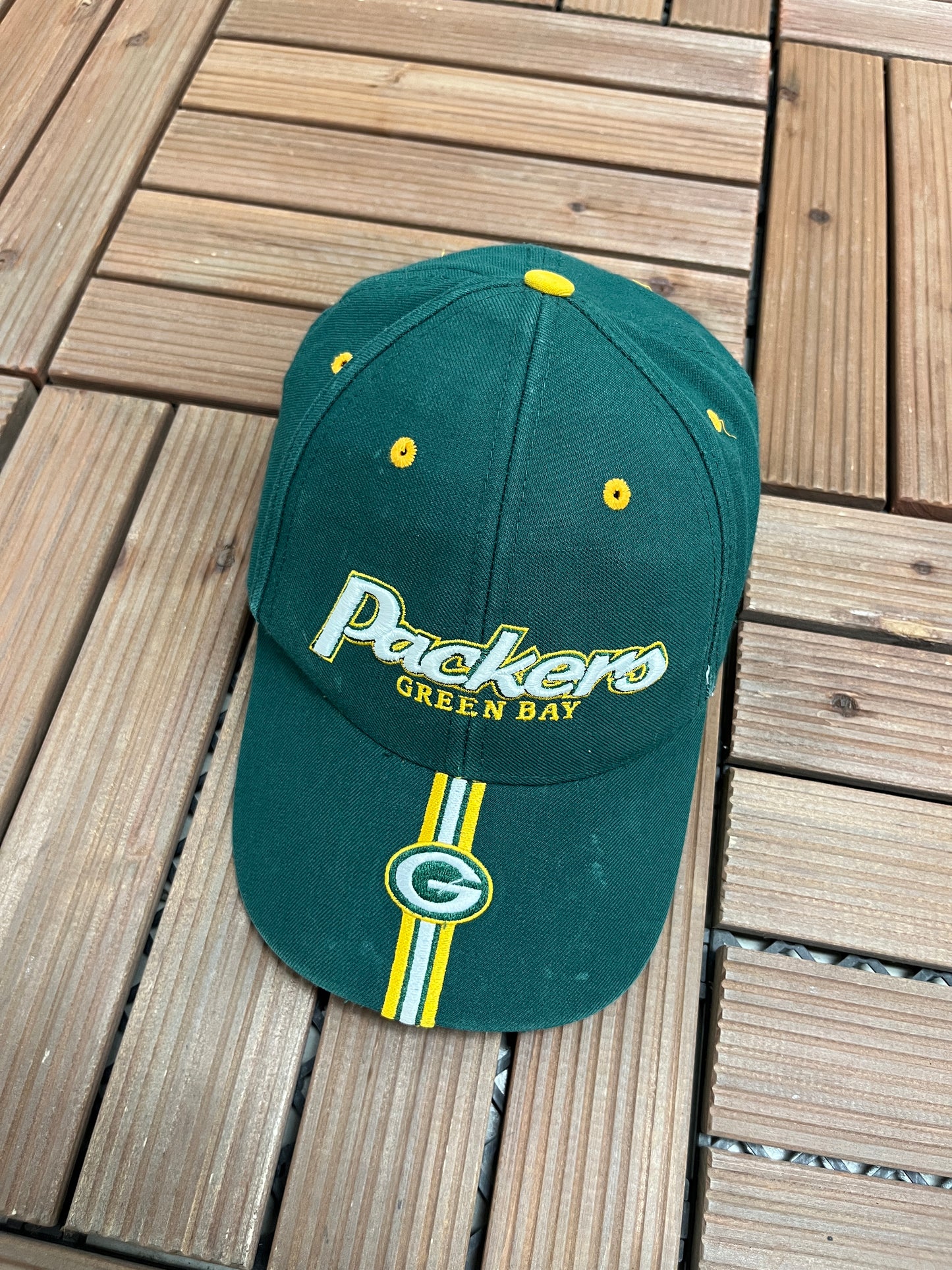 Green Bay Packers Embroidered Graphic Hat | Strap Back | Vintage 2000s NFL Football Green Cap |