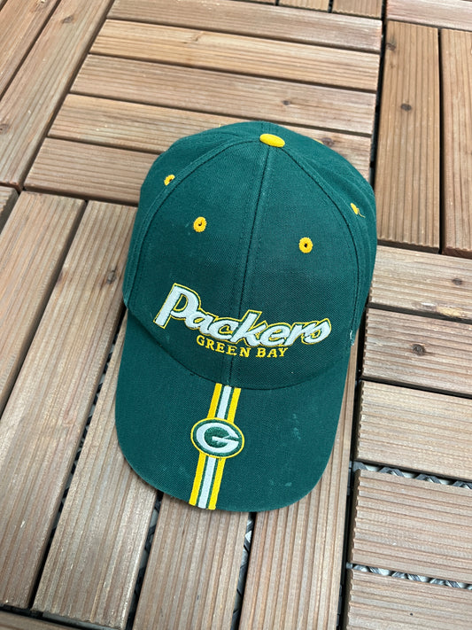 Green Bay Packers Embroidered Graphic Hat | Strap Back | Vintage 2000s NFL Football Green Cap |