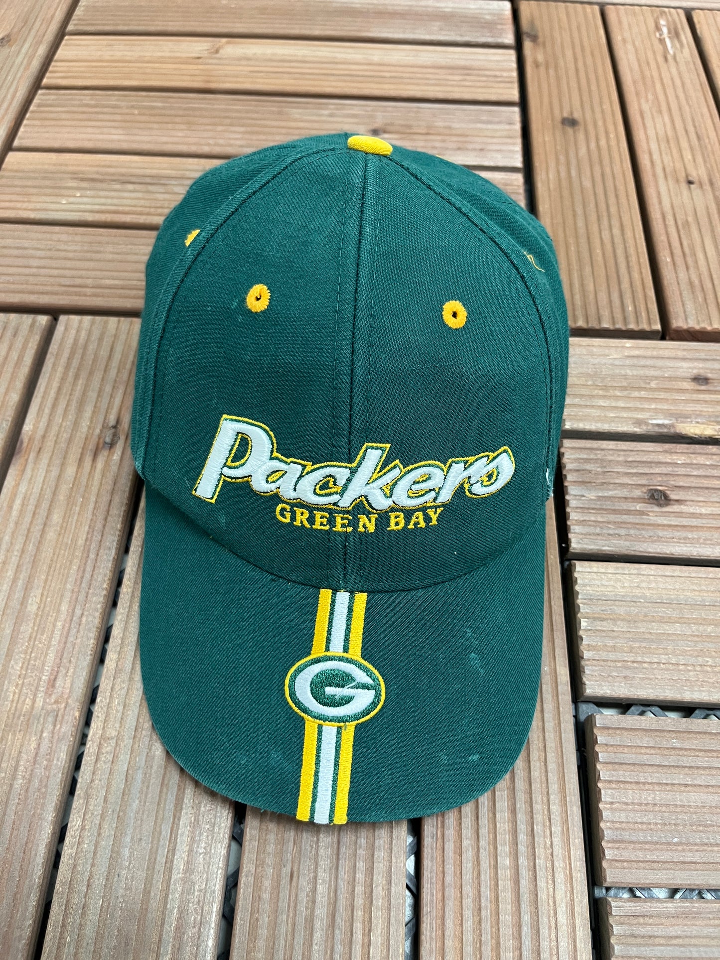 Green Bay Packers Embroidered Graphic Hat | Strap Back | Vintage 2000s NFL Football Green Cap |