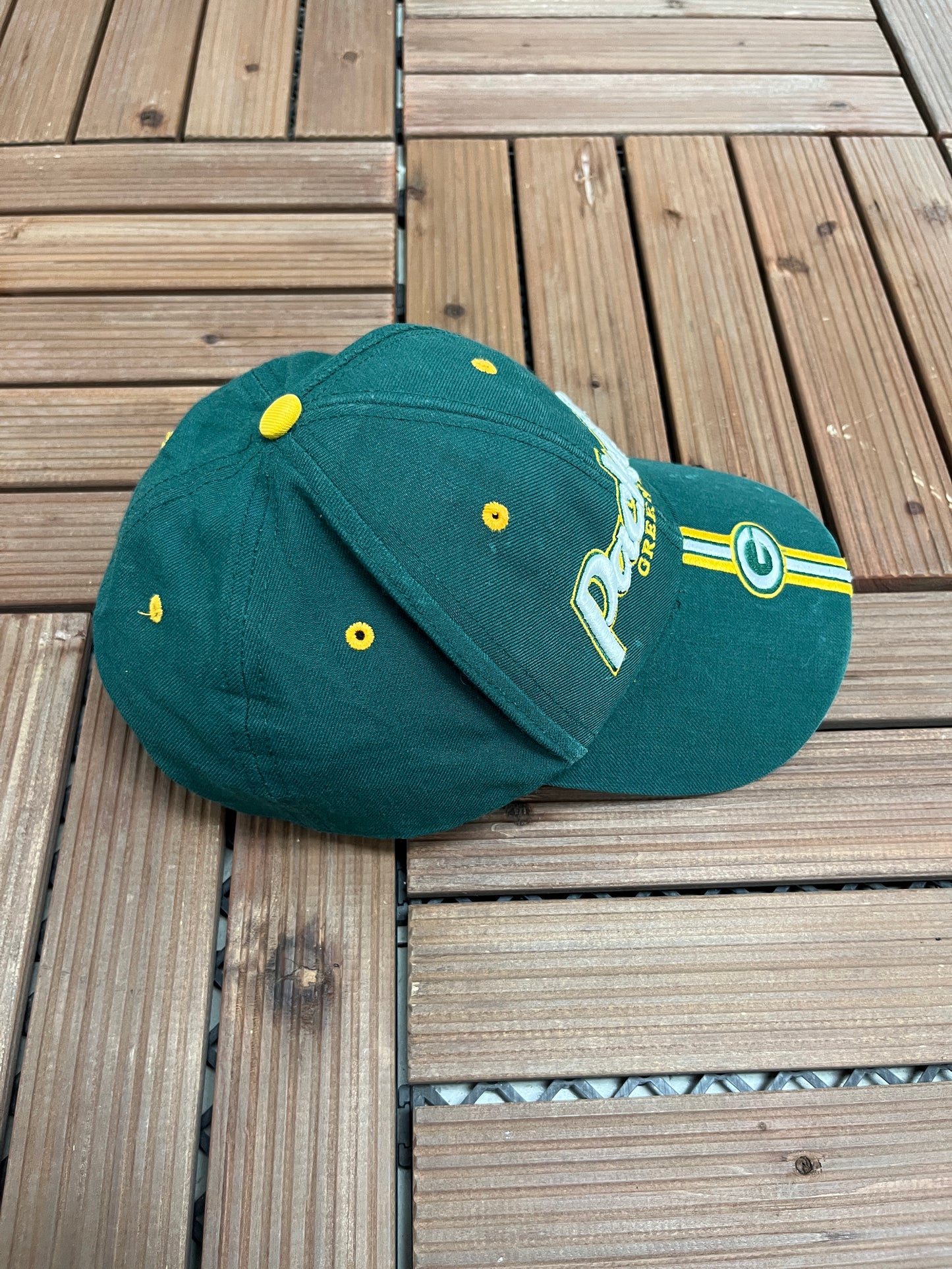 Green Bay Packers Embroidered Graphic Hat | Strap Back | Vintage 2000s NFL Football Green Cap |