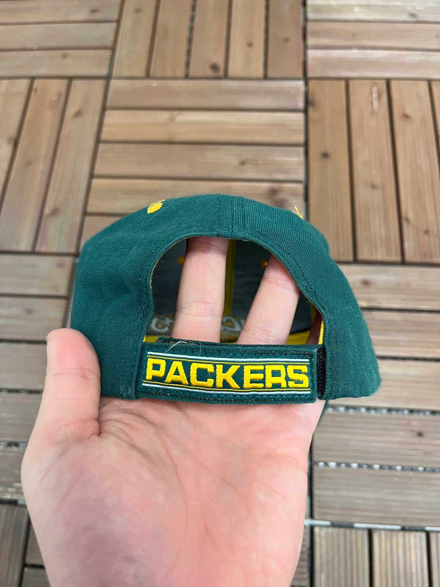 Green Bay Packers Embroidered Graphic Hat | Strap Back | Vintage 2000s NFL Football Green Cap |