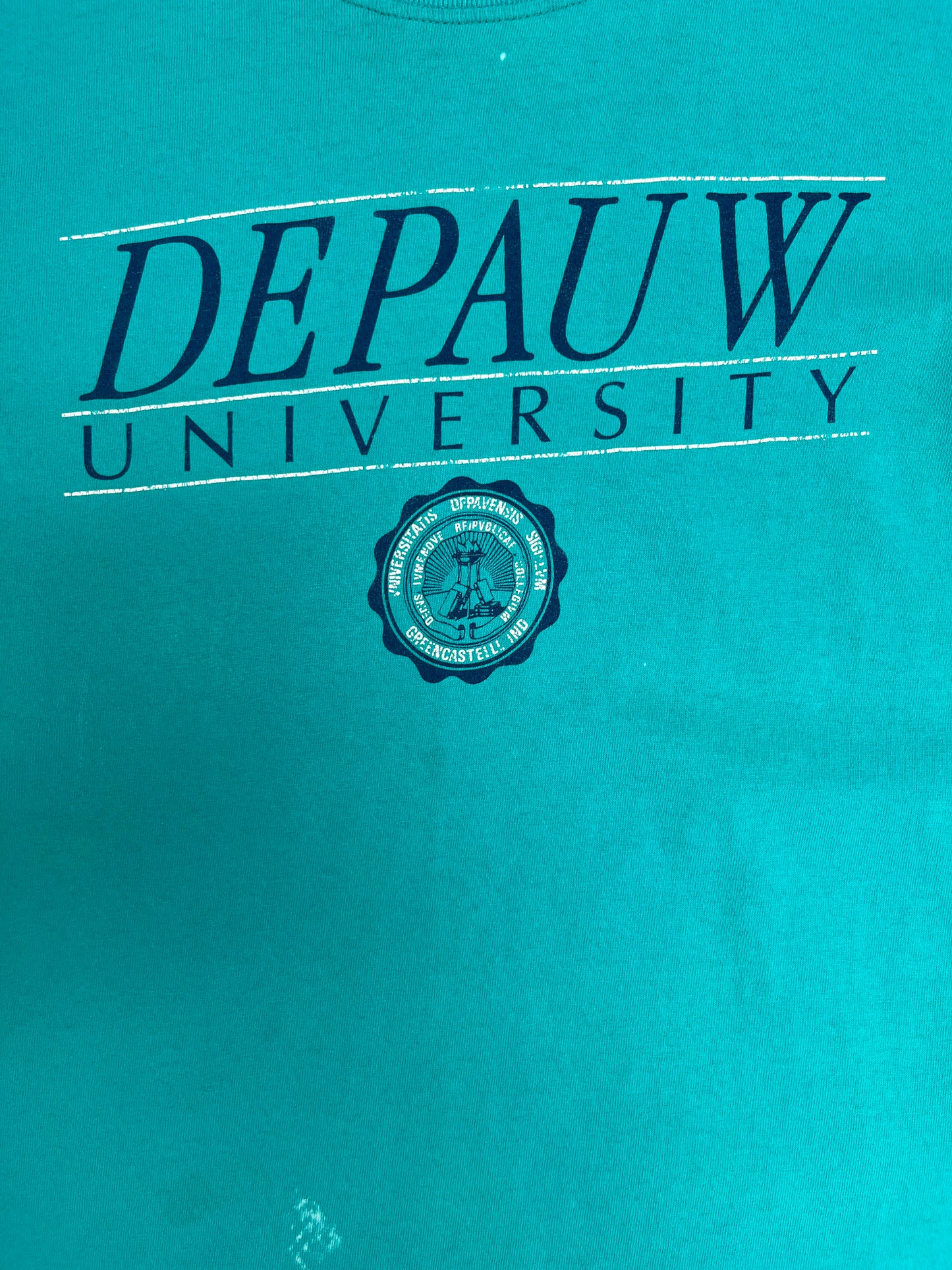 Depauw University Graphic Tee | Size X-Large | Vintage 1990s College Teal T-Shirt |