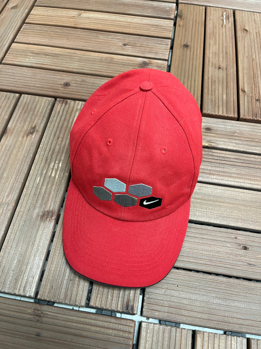 Nike Embroidered Swoosh Graphic Hat | Strap Back | Vintage 2000s Nike Branded Red Cap |