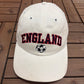 England Soccer Graphic Hat | Metal Clasp | Vintage 1990s World Cup Football White Cap |