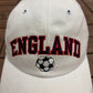 England Soccer Graphic Hat | Metal Clasp | Vintage 1990s World Cup Football White Cap |