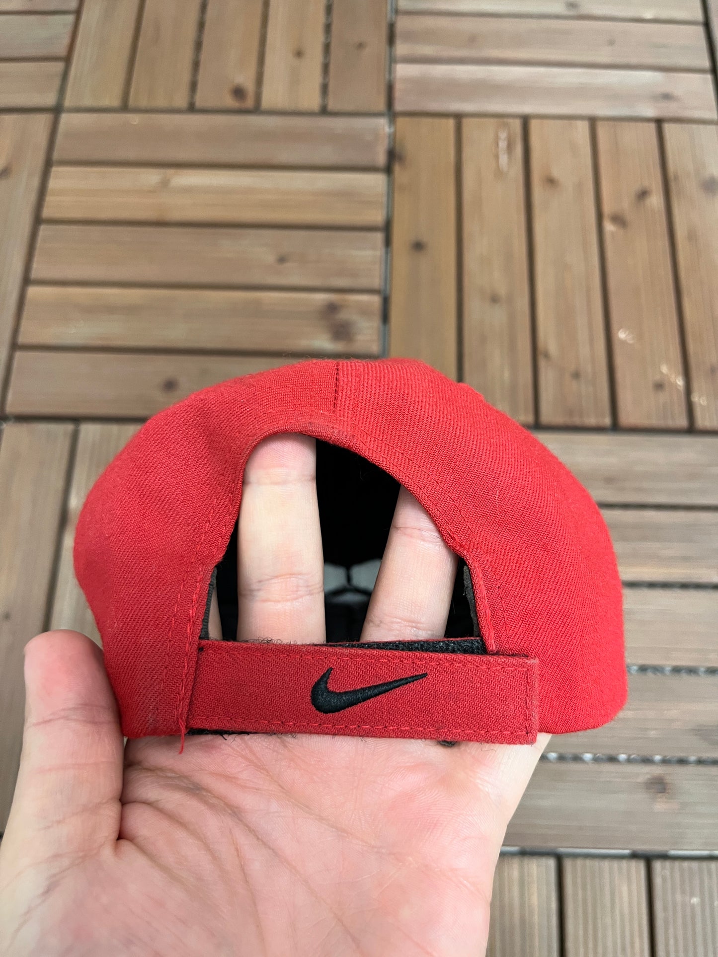 Nike Embroidered Swoosh Graphic Hat | Strap Back | Vintage 2000s Nike Branded Red Cap |