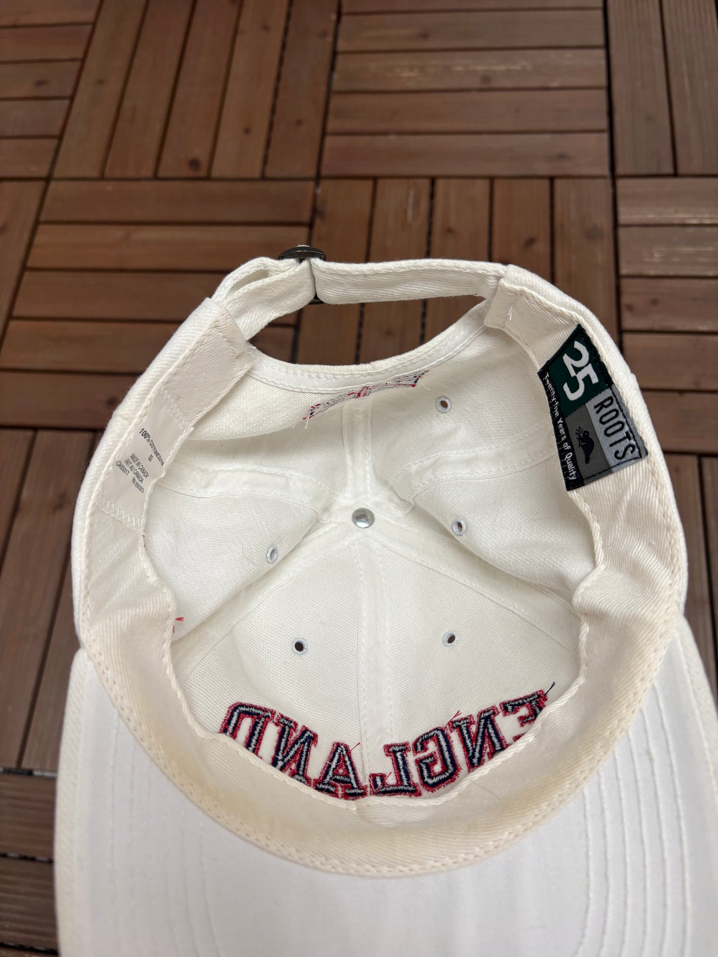 England Soccer Graphic Hat | Metal Clasp | Vintage 1990s World Cup Football White Cap |