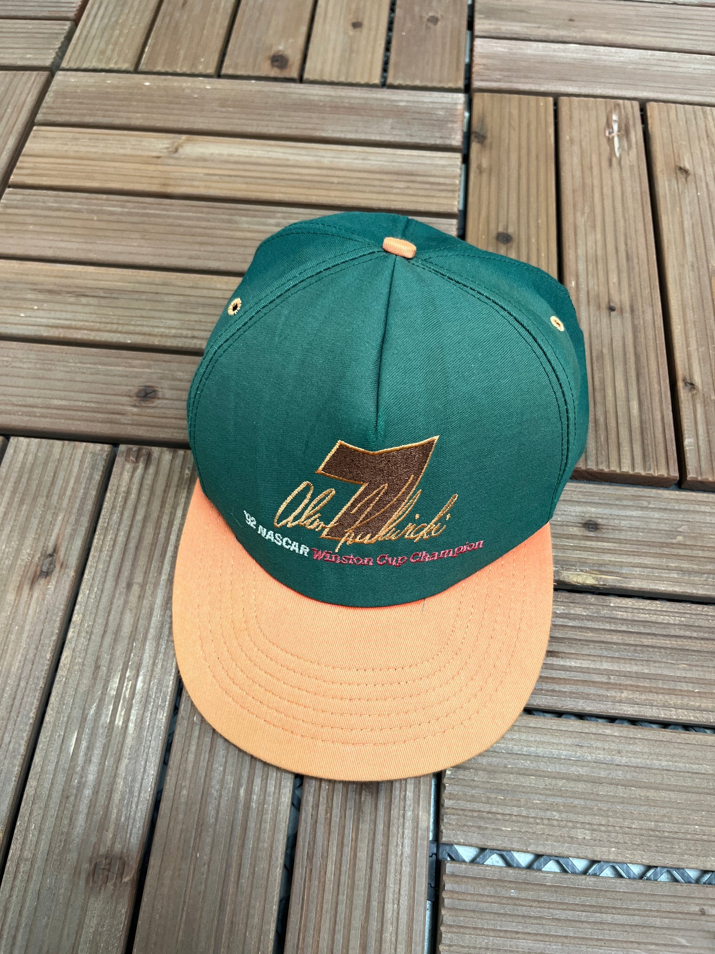 Alan Kulwicki '92 NASCAR Winston Cup Champion Graphic Hat | Snap Back | Vintage 1990s Racing Green Cap |