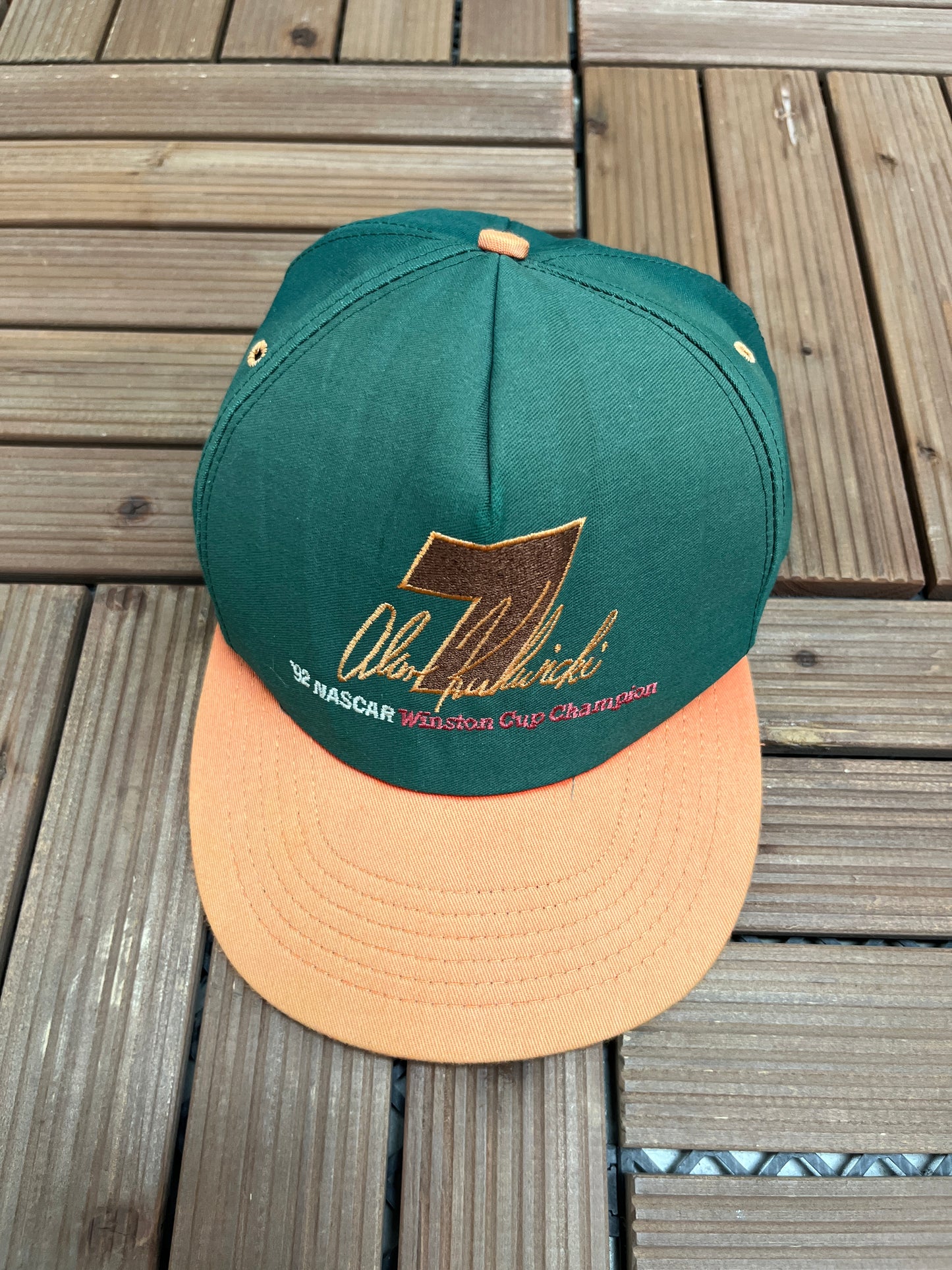 Alan Kulwicki '92 NASCAR Winston Cup Champion Graphic Hat | Snap Back | Vintage 1990s Racing Green Cap |