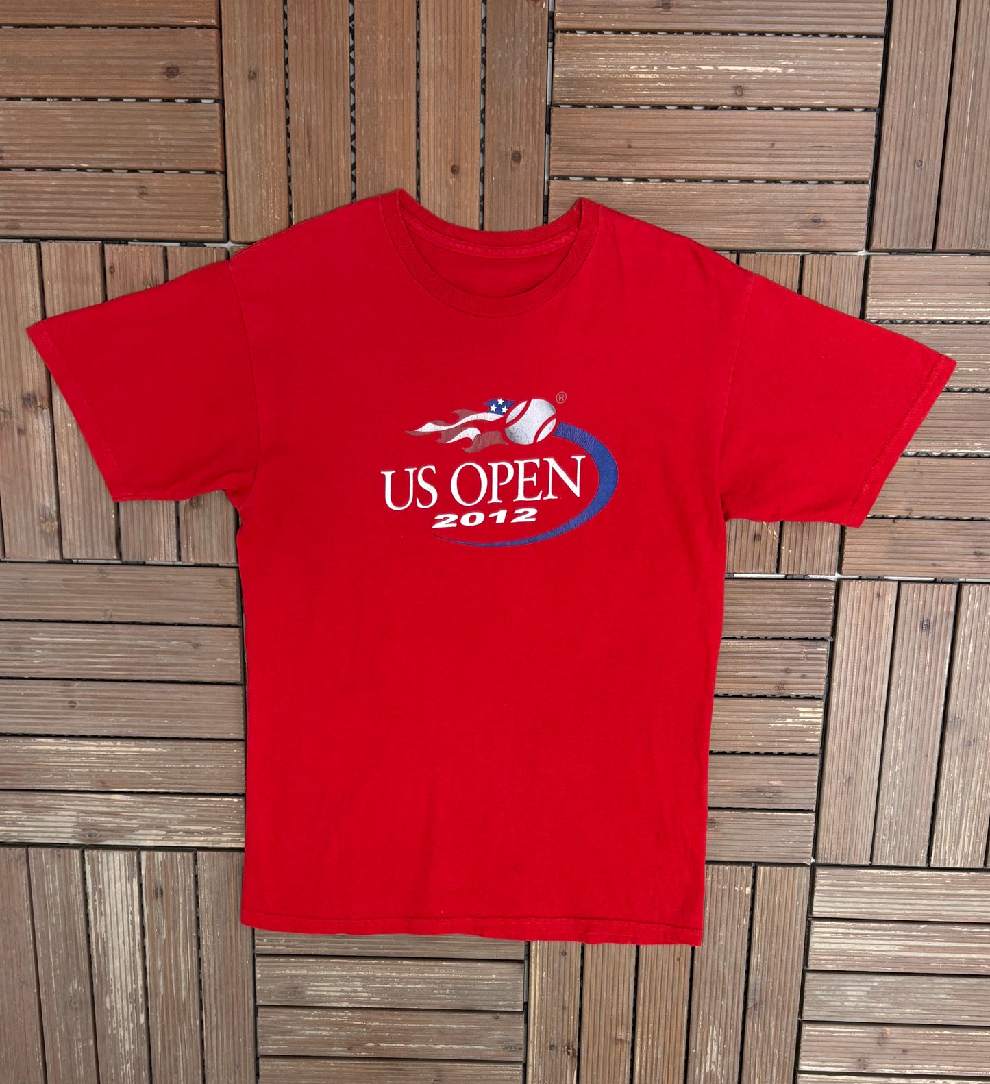 U.S. Open 2012 Graphic Tee | Size Large | Vintage 2000s Tennis Red T-Shirt |