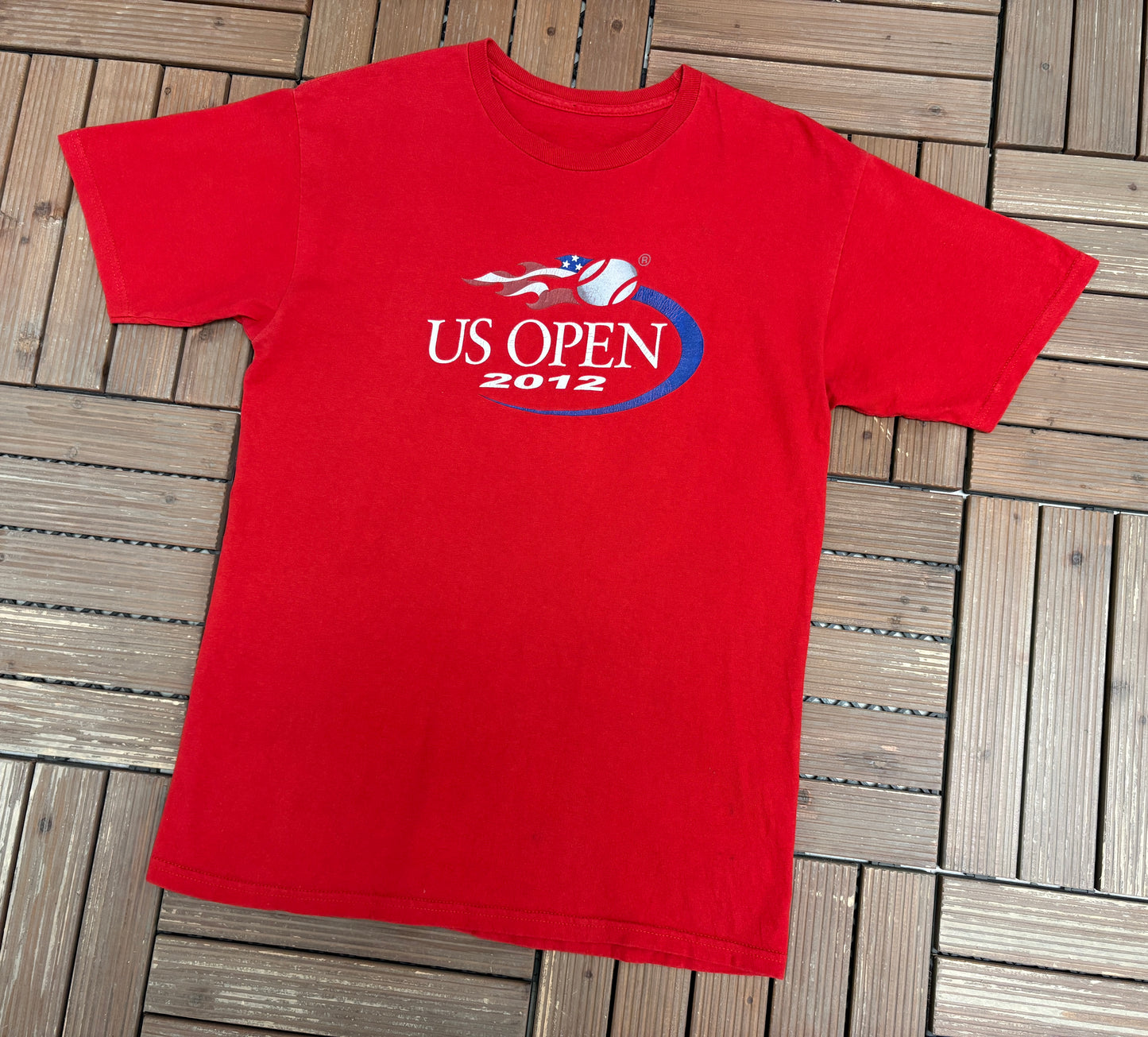 U.S. Open 2012 Graphic Tee | Size Large | Vintage 2000s Tennis Red T-Shirt |