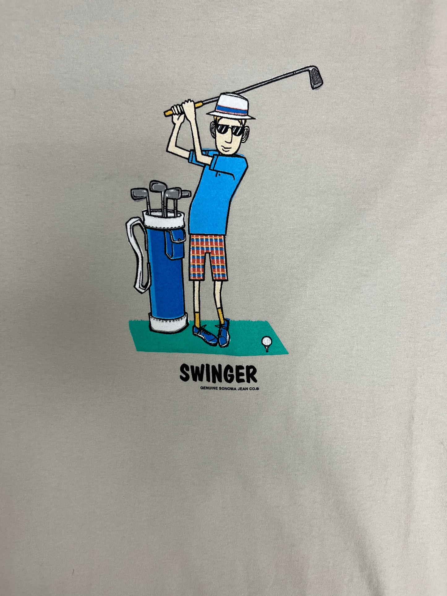 Genuine Sanoma Golf Swinger Graphic Tee | Size XX-Large | Vintage 2000s Promotional Beige T-Shirt |