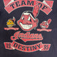 Cleveland Indians Team Of Destiny Graphic Tee | Size Medium | Vintage 1990s MLB Baseball Blue T-Shirt |