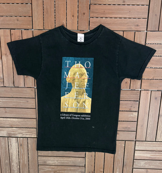 Thomas Jefferson Congress Exhibition Graphic Tee | Size Medium | Vintage 2000s Promotional Black T-Shirt |